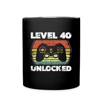 Level 40 Freigeschalteter lustiger Videospieler 40. Geburtstag - Tasse einfarbig - Schwarz - Vorne