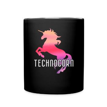 Technocorn Techno Rave Festival Electro Raver - Tasse einfarbig - Schwarz - Vorne