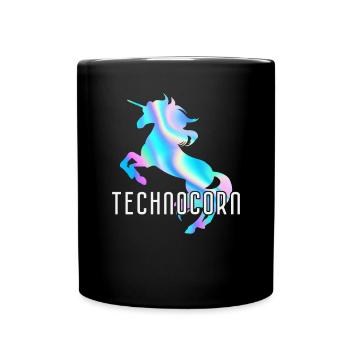 Technocorn Techno Rave Festival Electro Raver - Full Colour Mug - black - Front
