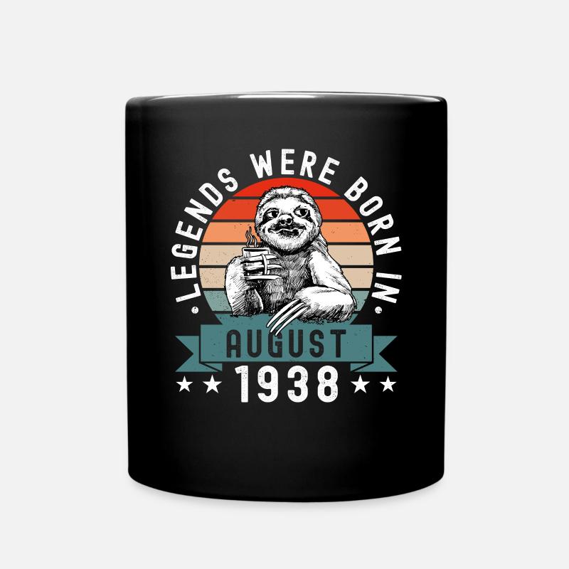 Legends Were Born In August 1938 Faultier Sloth - Tasse einfarbig - Schwarz