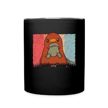 Schnabeltier Retro - Tasse einfarbig - Schwarz - Vorne