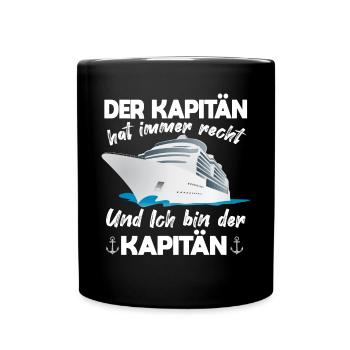 Der Kapitän Hat Immer Recht Lustige Bootbesitzer - Tasse einfarbig - Schwarz - Vorne