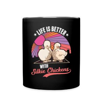 La vie est meilleure avec un poulet en soie - Mug uni - noir - Devant