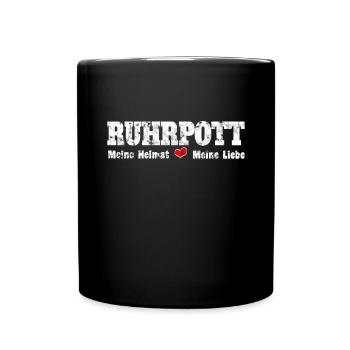 Ruhrpott Meine Heimat meine Liebe Herz - Tasse einfarbig - Schwarz - Vorne