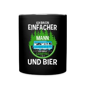 Ich Bin Ein Einfacher Mann Ich Mag Camping Und - Tasse einfarbig - Schwarz - Vorne