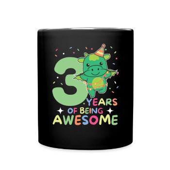 Drache zum 3. Geburtstag Kinder drei Jahre alt - Tasse einfarbig - Schwarz - Vorne