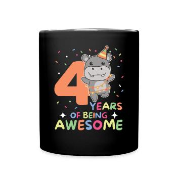 Hippopotame pour les enfants de 4 ans - Mug uni - noir - Devant