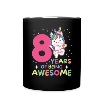 Unicorn for 8th birthday children eight years old - Full Colour Mug - black - Front
