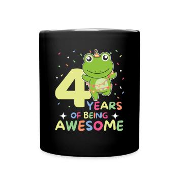 Grenouille pour 4ème anniversaire Enfants de quatre ans - Mug uni - noir - Devant