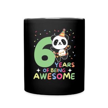Panda for 6th birthday children six years old - Full Colour Mug - black - Front