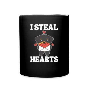Rottweiler zum Valentinstag ich stehle Herzen - Tasse einfarbig - Schwarz - Vorne