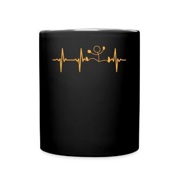Funny Stick Figure Heartbeat - Tasse einfarbig - Schwarz - Vorne