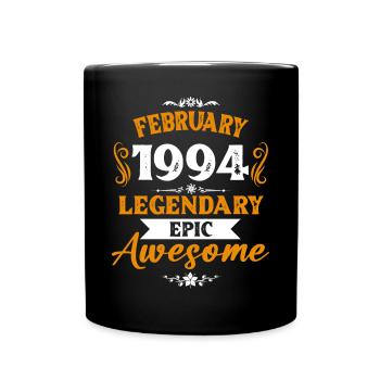 Februar 1994 Legenden Geburtstag Geschenk - Tasse einfarbig - Schwarz - Vorne