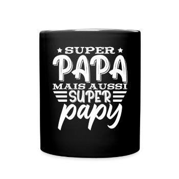 Super Papa Fête De Pére Papy - Mug uni - noir - Devant