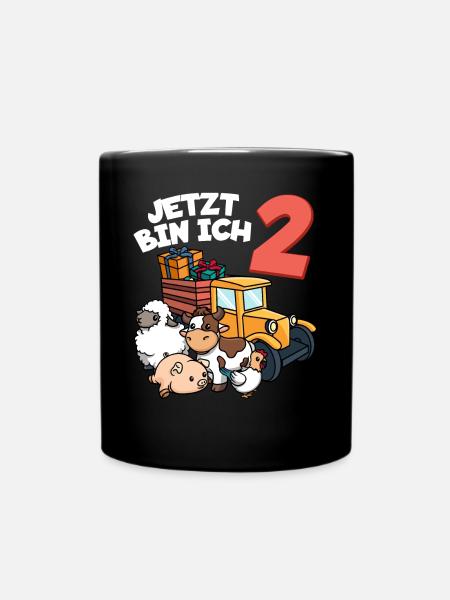 Ich bin schon 2 Traktor Trecker 2. Geburtstag - Tasse einfarbig - Schwarz
