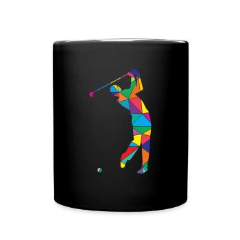 Low Poly Golfer Polygon Golf - Mug uni - noir - Devant