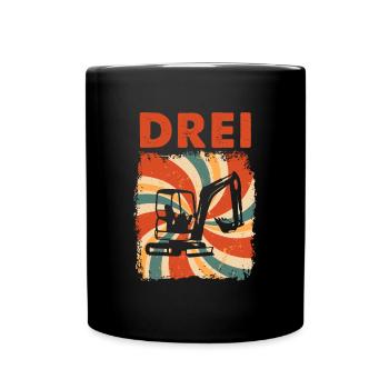 3. Geburtstag Bagger 3 Geburtstagshirt - Tasse einfarbig - Schwarz - Vorne