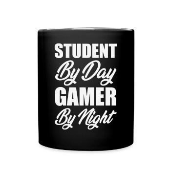 Student Bei Tag Gamer Bei Nacht Geschenkzitat - Tasse einfarbig - Schwarz - Vorne