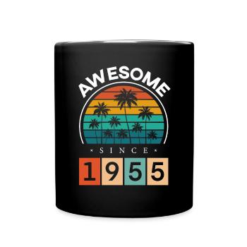 1955 Geboren Geburtstag Geburtsjahr Vintage - Tasse einfarbig - Schwarz - Vorne