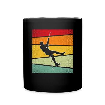 Klettern Retro - Tasse einfarbig - Schwarz - Vorne