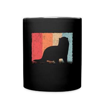 Otter Retro Fischotter Vintage Seeotter - Tasse einfarbig - Schwarz - Vorne