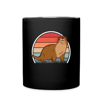 Otter Retro Fischotter Vintage Seeotter - Tasse einfarbig - Schwarz - Vorne