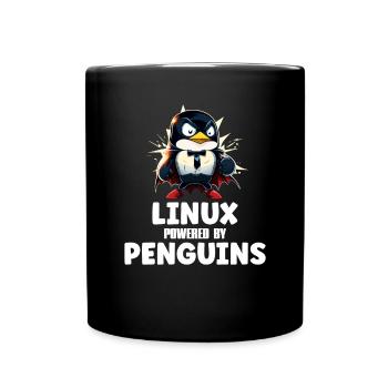Linux Powered By Penguins - Tasse einfarbig - Schwarz - Vorne