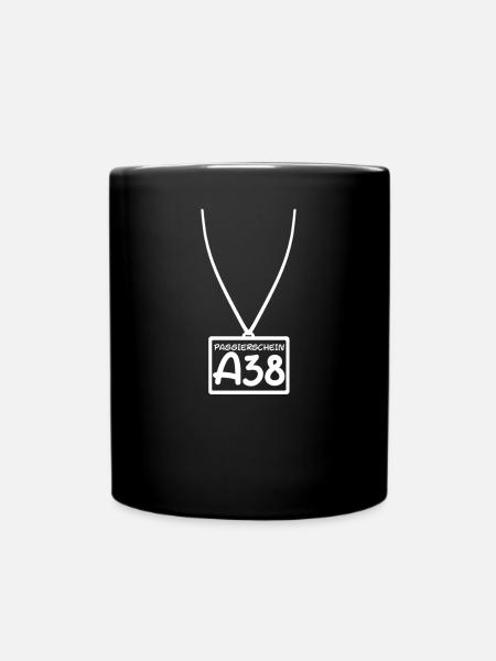 Passierschein A38 Ausgangssperre Home Office - Tasse einfarbig - Schwarz