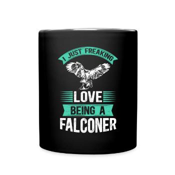 Falkner Falknerei Jagd Beizjagd Falken Geschenk - Tasse einfarbig - Schwarz - Vorne