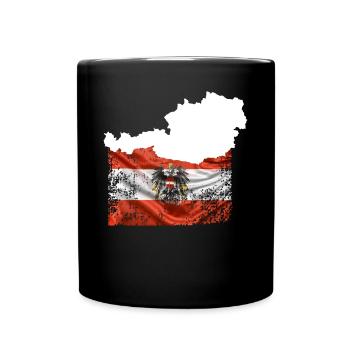 Österreich Flagge Landkarte - Tasse einfarbig - Schwarz - Vorne