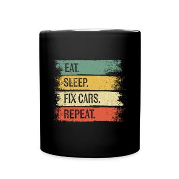 Manger dormir Réparer les voitures Répéter Drôle de voiture mécanique automobile - Mug uni - noir - Devant