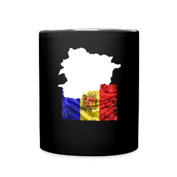 Andorra Flagge Und Landkarte - Tasse einfarbig - Schwarz - Vorne