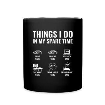 Dinge, die ich in meiner Freizeit mache Lustiges Auto Kerl Auto Ent - Tasse einfarbig - Schwarz - Vorne