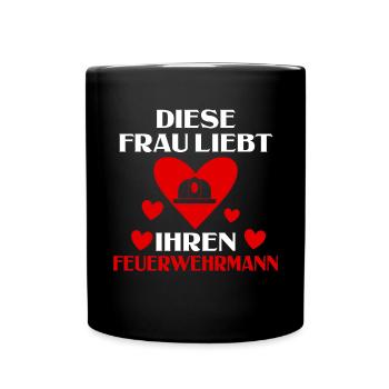 Diese Frau Liebt Ihren Feuerwehrmann Feuerwehr - Tasse einfarbig - Schwarz - Vorne