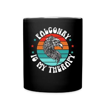 Falknerei ist mein Therapievogelliebhaber Falknerei Falke - Tasse einfarbig - Schwarz - Vorne