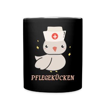 Pflegerin Krankenschwester Pflegerin Pflegekücken - Tasse einfarbig - Schwarz - Vorne