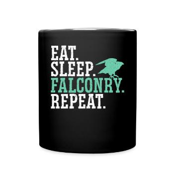 Eat Sleep Falconry Repeat Bird Ornithology Falcon - Full Colour Mug - black - Front