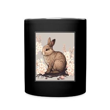 Lapin Lapin Fleur de Cerisier Japon Japonais - Mug uni - noir - Devant