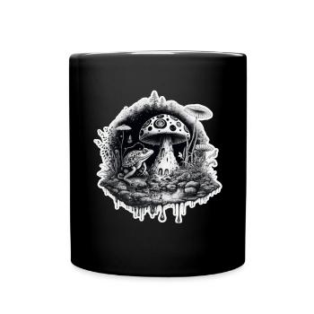 Cottagecore Garden Nature Frog Mushrooms Forest Plant - Full Colour Mug - black - Front