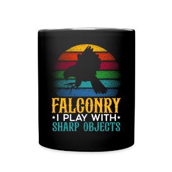 Falknerei Falken Vogelliebhaber Ornithologie Falke - Tasse einfarbig - Schwarz - Vorne