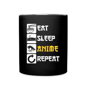 Eat Sleep Anime Repeat | Manga Japan Saying Cospla - Full Colour Mug - black - Front