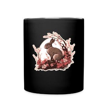 Lapin Lapin Fleur de Cerisier Japon Japonais - Mug uni - noir - Devant
