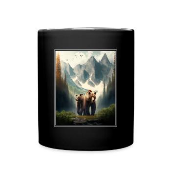 Bär Umwelt Wald Gebirge Umweltschutz Artenschutz - Tasse einfarbig - Schwarz - Vorne