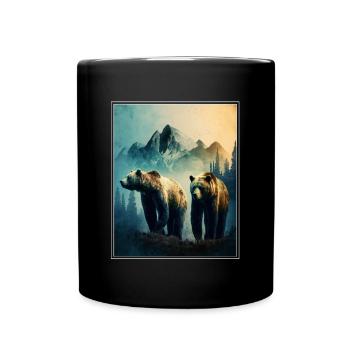 Bear Environment Forest Mountains Environmental protection Species protection - Full Colour Mug - black - Front