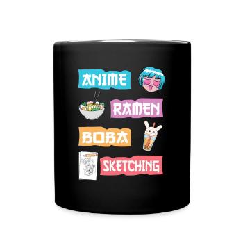 Anime Ramen Boba Skizzieren - Kawaii Anime Lover Gi - Tasse einfarbig - Schwarz - Vorne