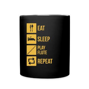 Flute Flute player Flutist - Full Colour Mug - black - Front