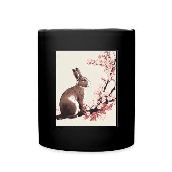 Lapin Lapin Fleur de Cerisier Japon Japonais - Mug uni - noir - Devant