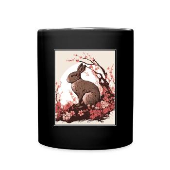 Lapin Lapin Fleur de Cerisier Japon Japonais - Mug uni - noir - Devant