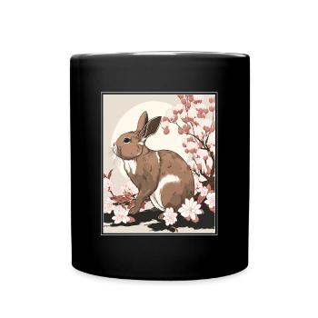 Lapin Lapin Fleur de Cerisier Japon Japonais - Mug uni - noir - Devant