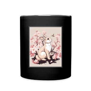 Lapin Lapin Cerisier Fleur Japon Japonais - Mug uni - noir - Devant